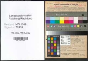 Entnazifizierung Wilhelm Winter , geb. 02.12.1896 (Handelsvertreter)