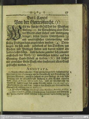 Das I. Capitel Von der Gottesfurcht