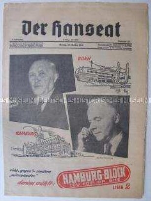 Hamburger Monatszeitung "Der Hanseat" mit Wahlpropaganda für den "Hamburg-Block"