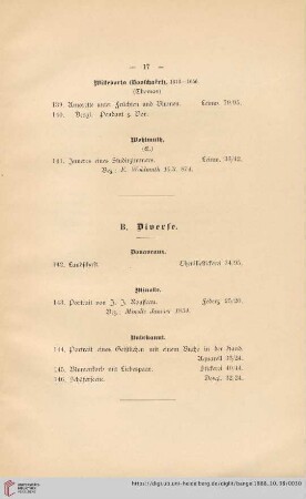 B. Diverse (Nr. 142 - 146)