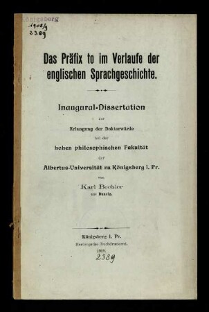 Das Präfix to im Verlaufe der englischen Sprachgeschichte