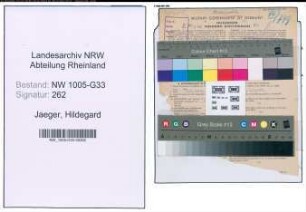 Entnazifizierung Hildegard Jaeger , geb. 03.03.1907 (Studienraetin)