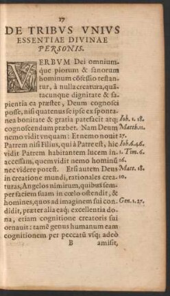 De Tribus Unius Essentiae Divinae Personis.