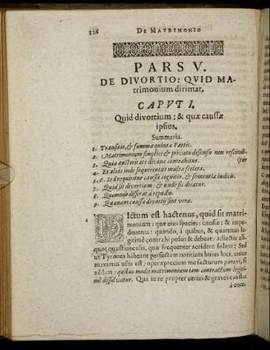 Pars V. De Divortio: Quid Matrimonium dirimat.