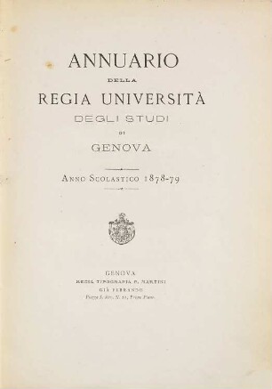 Annuario della Università di Genova. 1878/79, 1878/79