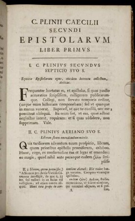 C. Plinii Caecilii Secundi Epistolarum
