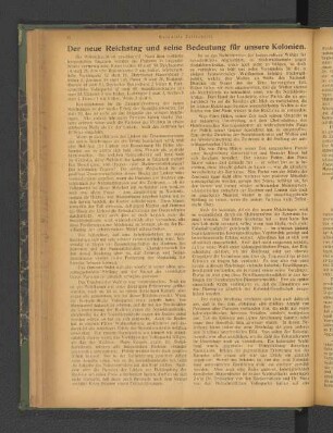 Der neue Reichstag und seine Bedeutung für unsere Kolonien.