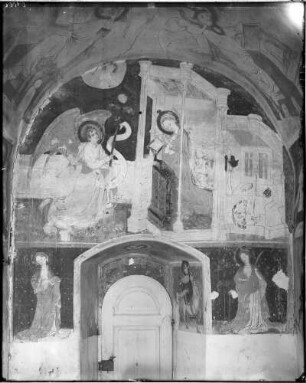 Zwingenberg Schloss Zwingenberg Burgkapelle Ostwand Wandmalerei Heiligenfiguren - Verkündigung