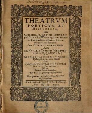 Theatrum poeticum et historicum, sive officina Io. Ravisii Textoris