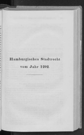 Hamburgisches Stadtrecht vom Jahr 1292.
