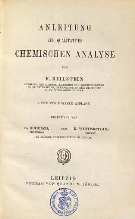 Anleitung zur qualitativen chemischen Analyse
