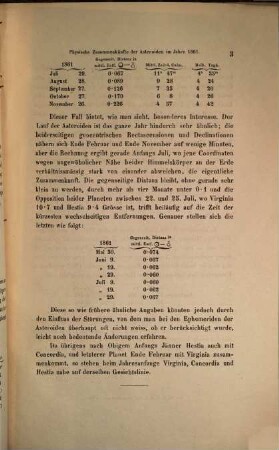 Physische Zusammenkünfte der Asteroiden im Jahre 1861