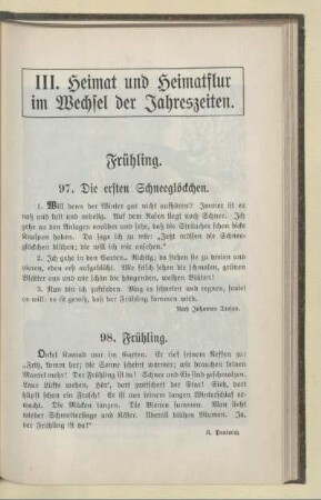 III. Heimat und Heimatflur im Wechsel der Jahreszeiten