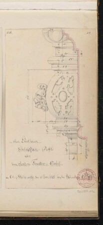 Schlussstein mit Löwenkopf am Rundfester des südlichen Giebels (Seitenansicht)