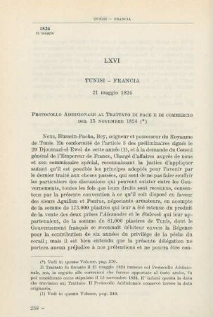 LXVI Tunisi - Francia 21 maggio 1824