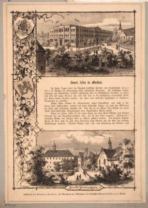 Erinnerungsblatt an den Neubau der Sächsischen Landesschule St. Afra in Meißen (ehem. Kloster und Fürstenschule, heute Landesgymnasium)