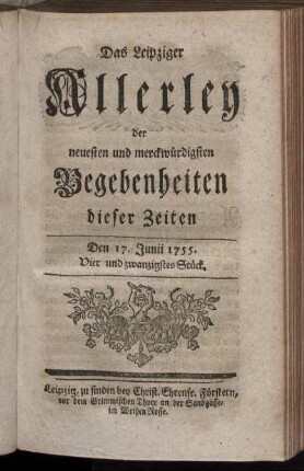 Den 17. Junii 1755. Vier und zwanzigstes Stück.