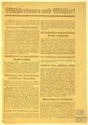 Programmatischer Wahlaufruf der Unabhängigen Sozialdemokratischen Partei für eine "sozialistische Befreiung" zur Reichstagswahl 1920