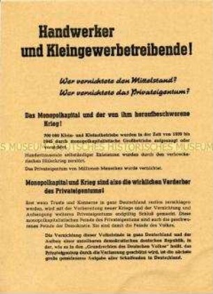 Wahlaufruf der SED an die Handwerker und Gewerbetreibenden zu den Landtagswahlen 1946