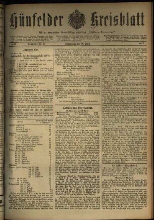 Ausgabe vom Donnerstag, den 19. April 1917.