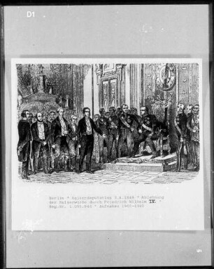 Berlin, Kaiserdeputation 03.04.1849, Ablehnung der Kaiserwürde durch Friedrich Wilhelm IV.