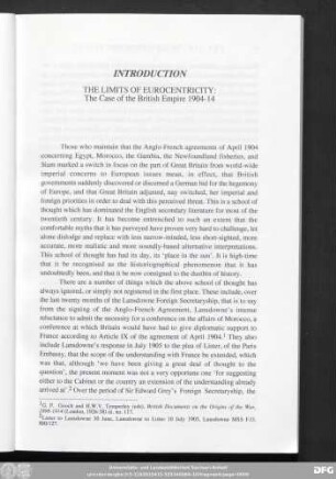 Introduction The Limits Of Eurocentricity: The Case of British Empire 1904-14