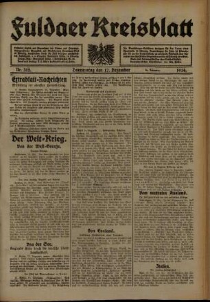 Ausgabe vom Donnerstag, den 17. Dezember 1914.
