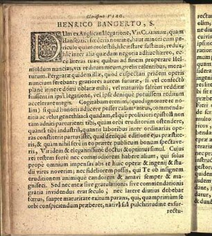 Clarissimo Viro Henrico Bangerto, S.