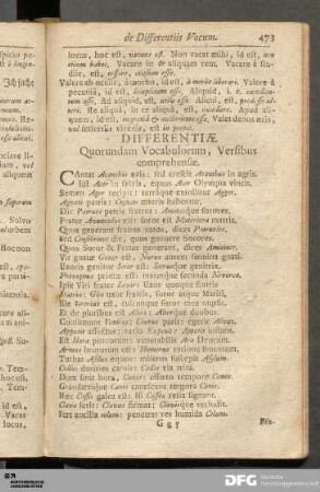 Differentiæ Quorundam Vocabulorum, Versibus comprehensæ