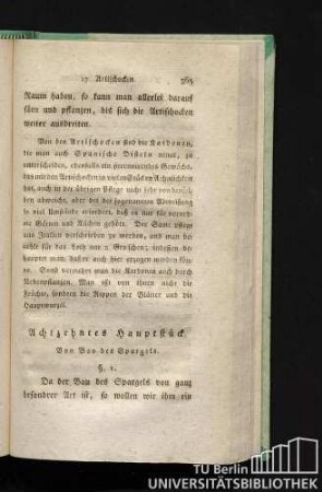 Achtzehntes Hauptstück. Vom Bau des Spargels.