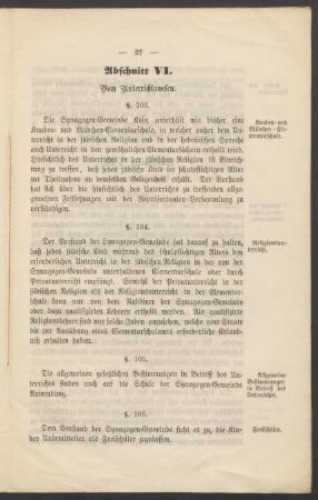 VI. Vom Unterrichtswesen