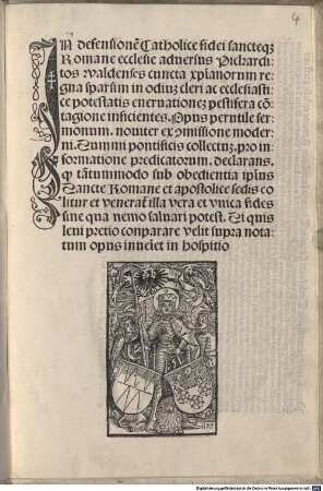 In defensionem catholice fidei sancteque Romane ecclesie ... : Opus perutile sermonum nouiter ex commissione moderni ...