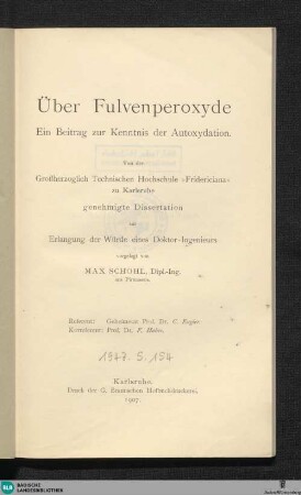 Über Fulvenperoxyde : e. Beitrag zur Kenntnis der Autoxydation