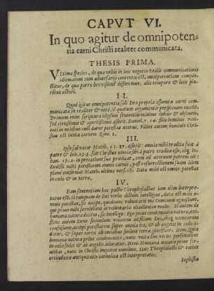 Caput VI. In quo agitur de omnipotentia carni Christi realiter communicata.