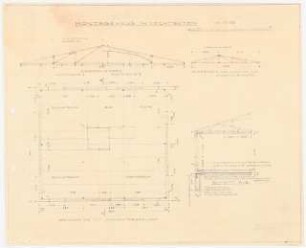 Leichtbetonmontagehaus für OMGUS (Office of the Military Government US): Grundriss mit Deckenträgerlage 1:50; Schnitt A-B 1:50