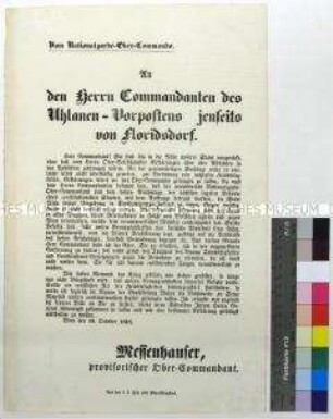 Maueranschlag des Ober-Kommandanten Messenhauser