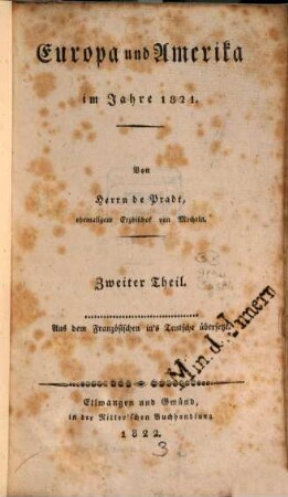 Europa und Amerika im Jahre 1821, 2. (1822)