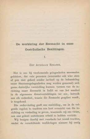 De werkkring der Zeemacht in onze Oost-Indische Bezittingen