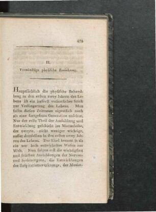 II. Vernünftige physische Erziehung