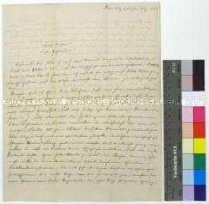 Feldpostbrief des Gefreiten Fritz Baedeker aus seinem Quartier in Dürnholz an seine Mutter und Geschwister über eine in der Nähe lagernde österreichische Husaren-Eskadron, das Verhältnis zu den Einwohnern und die Versorgung der Truppen