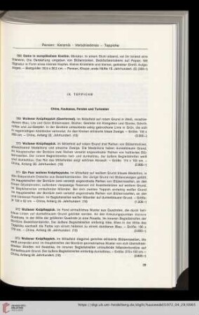 IX. Teppiche (Nr. 369-377)