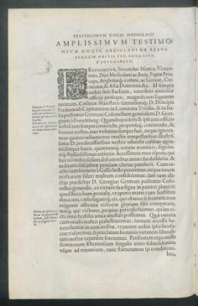 Amplissimum Testimonium Ducis Mediolani ...