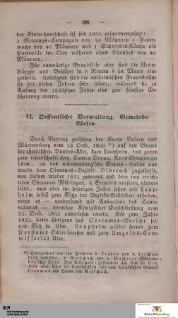 VI. Oeffentliche Verwaltung, Gemeinde-Wesen