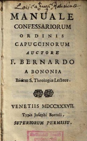 Manuale Confessariorum Ordinis Capuccinorum