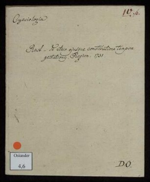 Dissertatio Academica De Utero Eiusque Constitutione Tempore Gestationis
