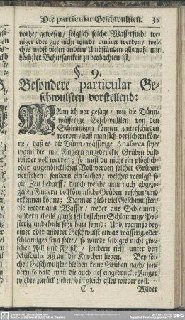 §. 9. Besondere particular Geschwulsten vorstellend: