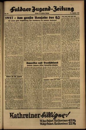 Zweite Ausgabe vom Mittwoch, den 15. Dezember 1937.