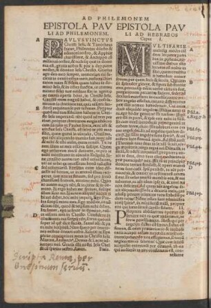Epistola Pauli Ad Philemonem.