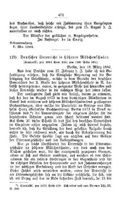 Deutscher Unterricht in höheren Mädchenschulen : [V. Volksschulen]