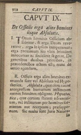 Caput IX. De Officiis erga alios homines iisque Absolutis.